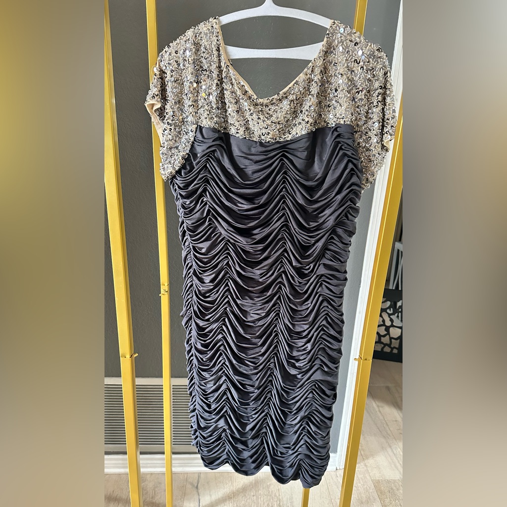 Plus Size 22 Gray Midi Rhinestone Dress
